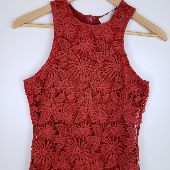 JOA Orange Floral Dress Lace Zip Up - Picture 2 of 8